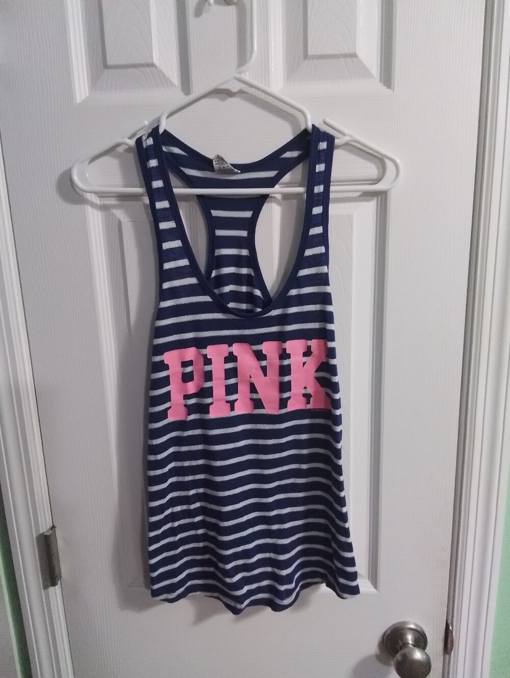 Vintage Victoria's Secret PINK Navy & White Striped Racerback Tank